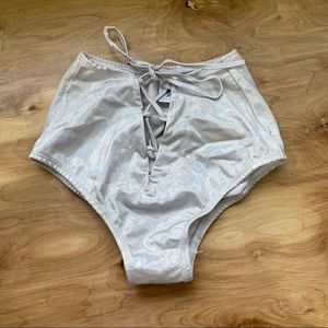 Front tie Metallic rave bottoms